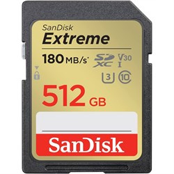 Sandisk Extreme 512GB SDXC Card 180MB/sec UHS-I 4K UHD V30 Class 10 U3  Memory Card 