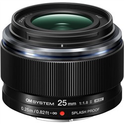 OM SYSTEM M.Zuiko Digital 25mm f/1.8 II Lens Black MFT Micro Four Thirds M4/3